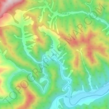 Carte topographique 安河, altitude, relief