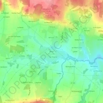 Carte topographique Renal, altitude, relief