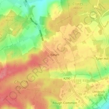 Carte topographique Blean, altitude, relief