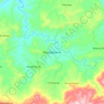 Carte topographique Bojongmanik, altitude, relief