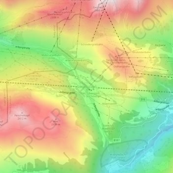 Carte topographique St. Christoph, altitude, relief