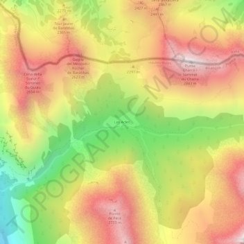 Carte topographique Les Acles, altitude, relief