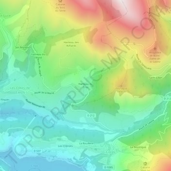 Carte topographique Hameau du Cros, altitude, relief