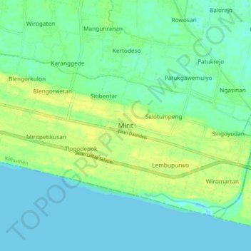 Carte topographique Mirit, altitude, relief
