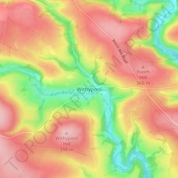 Carte topographique Withypool, altitude, relief