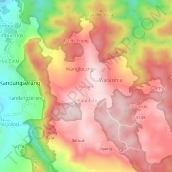 Carte topographique Krajan, altitude, relief