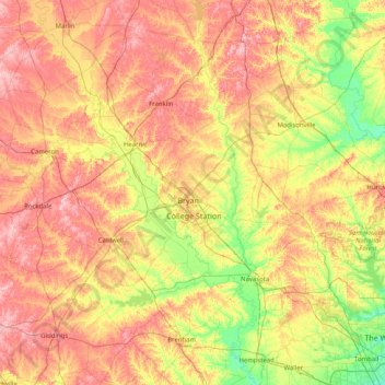 Carte topographique Brazos, altitude, relief