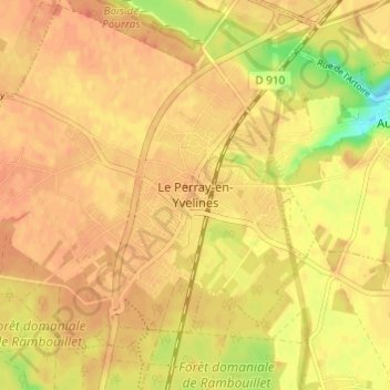 Carte topographique Le Perray-en-Yvelines, altitude, relief