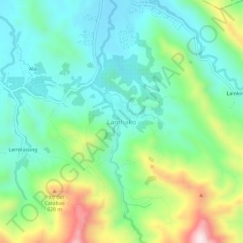 Carte topographique Lamhako, altitude, relief