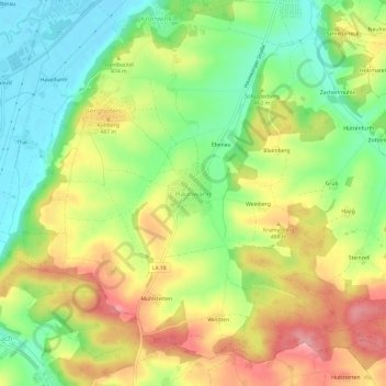 Carte topographique Haunwang, altitude, relief