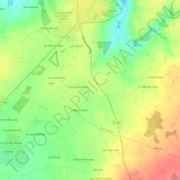 Carte topographique La Fresnaie, altitude, relief