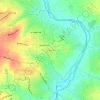 Carte topographique Ungwan Bado, altitude, relief