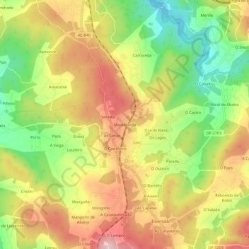 Carte topographique Montelongo, altitude, relief