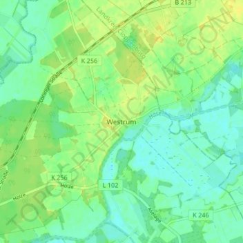 Carte topographique Westrum, altitude, relief