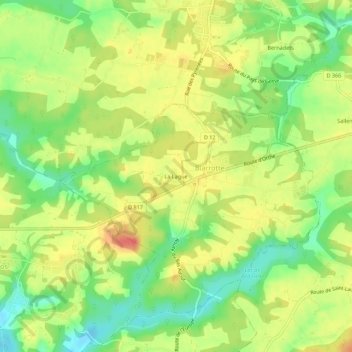 Carte topographique La Lagüe, altitude, relief