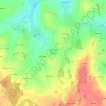Carte topographique Villarmais, altitude, relief