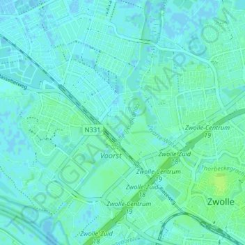 Carte topographique Frankhuis, altitude, relief