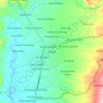 Carte topographique Curup, altitude, relief