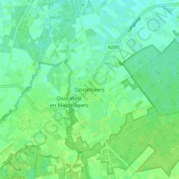 Carte topographique Oostelbeers, altitude, relief