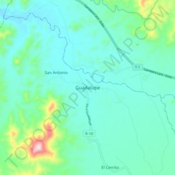Carte topographique Guadalupe, altitude, relief