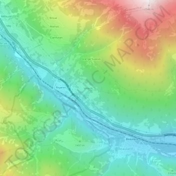 Carte topographique Villards, altitude, relief
