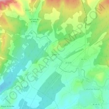 Carte topographique Cueto, altitude, relief