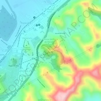 Carte topographique Mirantedo Cruzeiro, altitude, relief