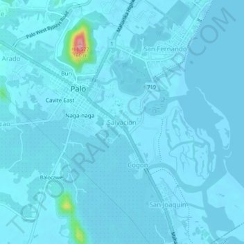 Carte topographique Salvacion, altitude, relief