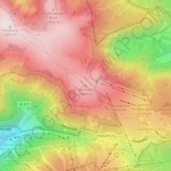 Carte topographique Seebuck, altitude, relief