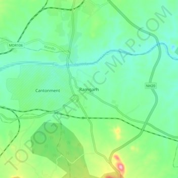Carte topographique Ramgarh, altitude, relief