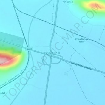 Carte topographique Chandikhol, altitude, relief