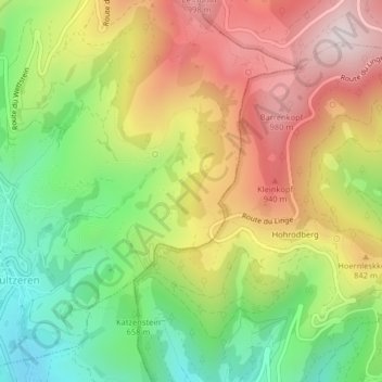 Carte topographique Londenbach-Gebraech, altitude, relief