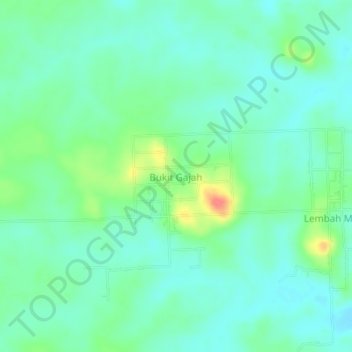 Carte topographique Bukit Gajah, altitude, relief