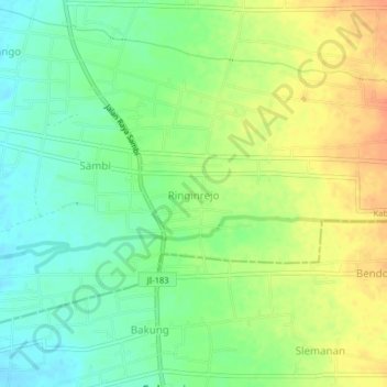 Carte topographique Ringinrejo, altitude, relief