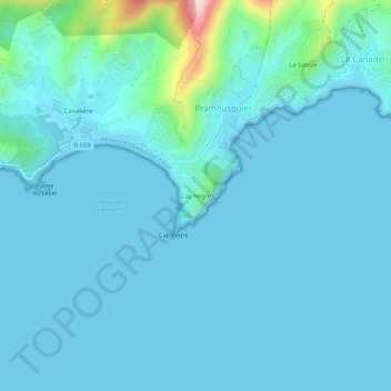 Carte topographique Cap Nègre, altitude, relief