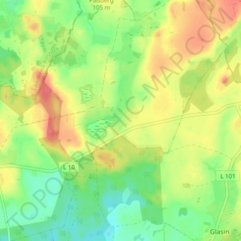 Carte topographique Teplitz, altitude, relief