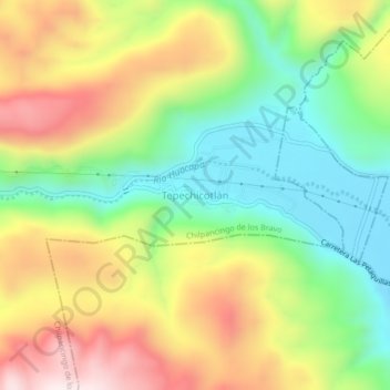 Carte topographique Tepechicotlán, altitude, relief