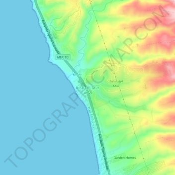 Carte topographique Real del Mar, altitude, relief