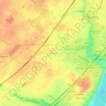 Carte topographique Clos-Moussu, altitude, relief