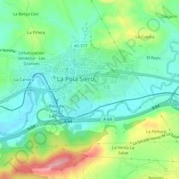 Carte topographique Roble, altitude, relief
