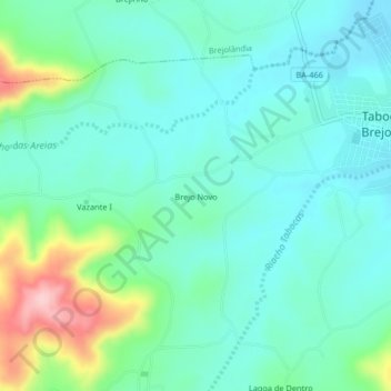 Carte topographique Brejo Novo, altitude, relief