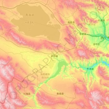 Carte topographique 海南州, altitude, relief