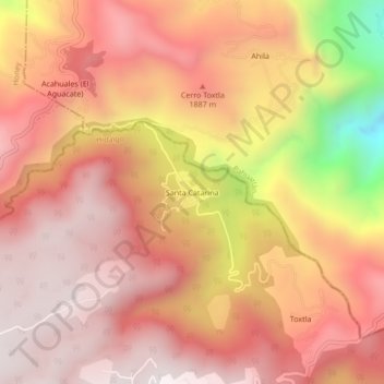 Carte topographique Santa Catarina, altitude, relief