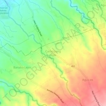 Carte topographique Calumpang Lejos, altitude, relief