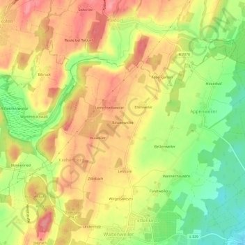 Carte topographique Batzenweiler, altitude, relief