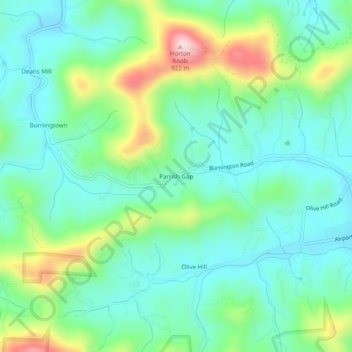 Carte topographique Parrish Gap, altitude, relief