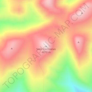 Carte topographique Siete Hermanas, altitude, relief