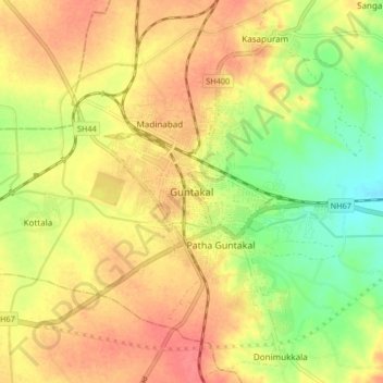 Carte topographique Guntakal, altitude, relief
