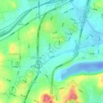Carte topographique Zhonggou, altitude, relief