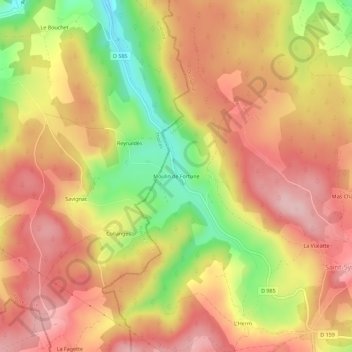 Carte topographique Moulin de Fortune, altitude, relief